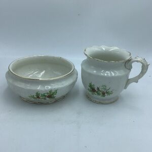 E. P. P. Co. Marquette Vintage Holly Soap Dish and Pitcher